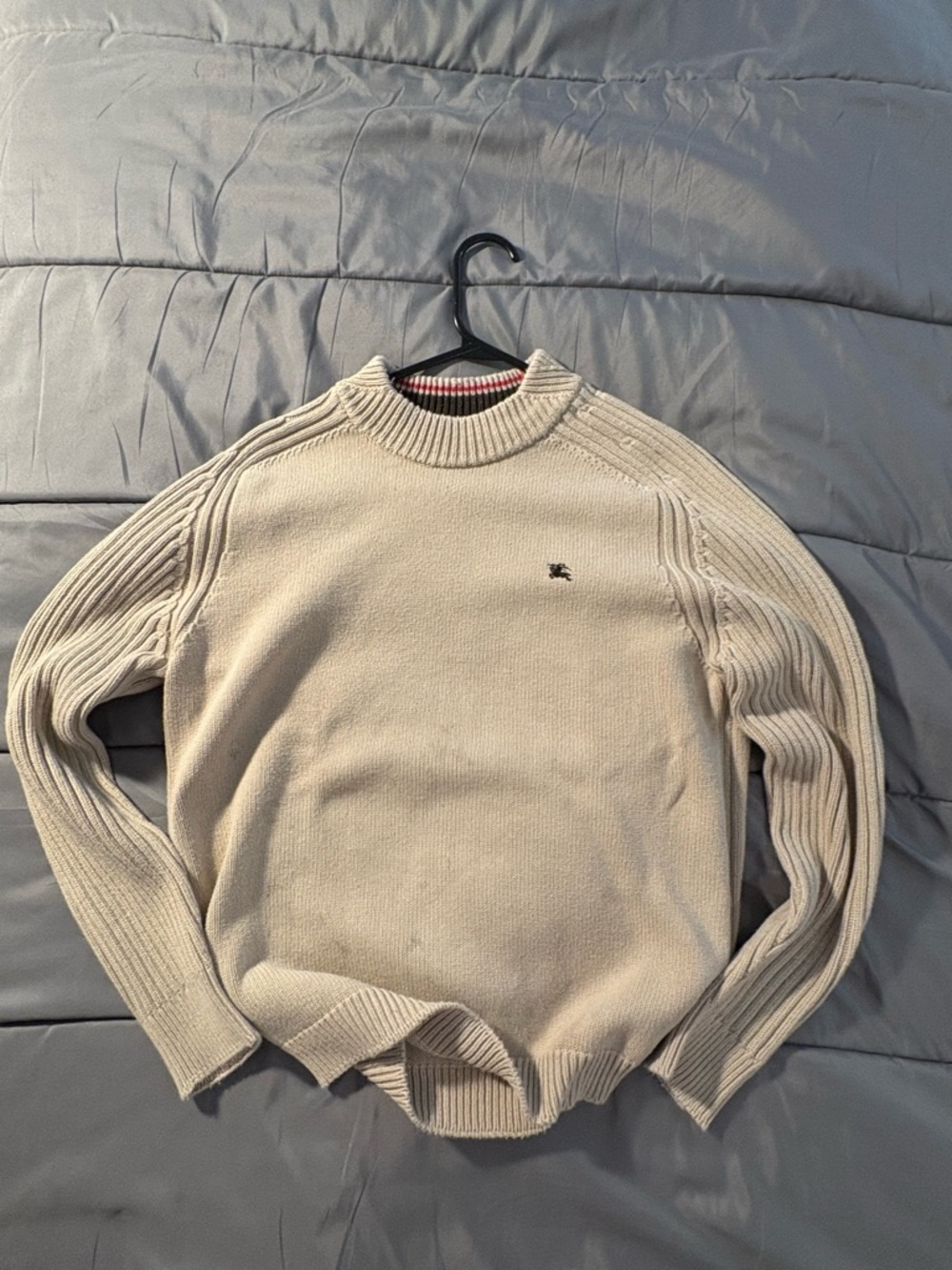 Burberry Cream Crewneck Sweater with Signature Logo